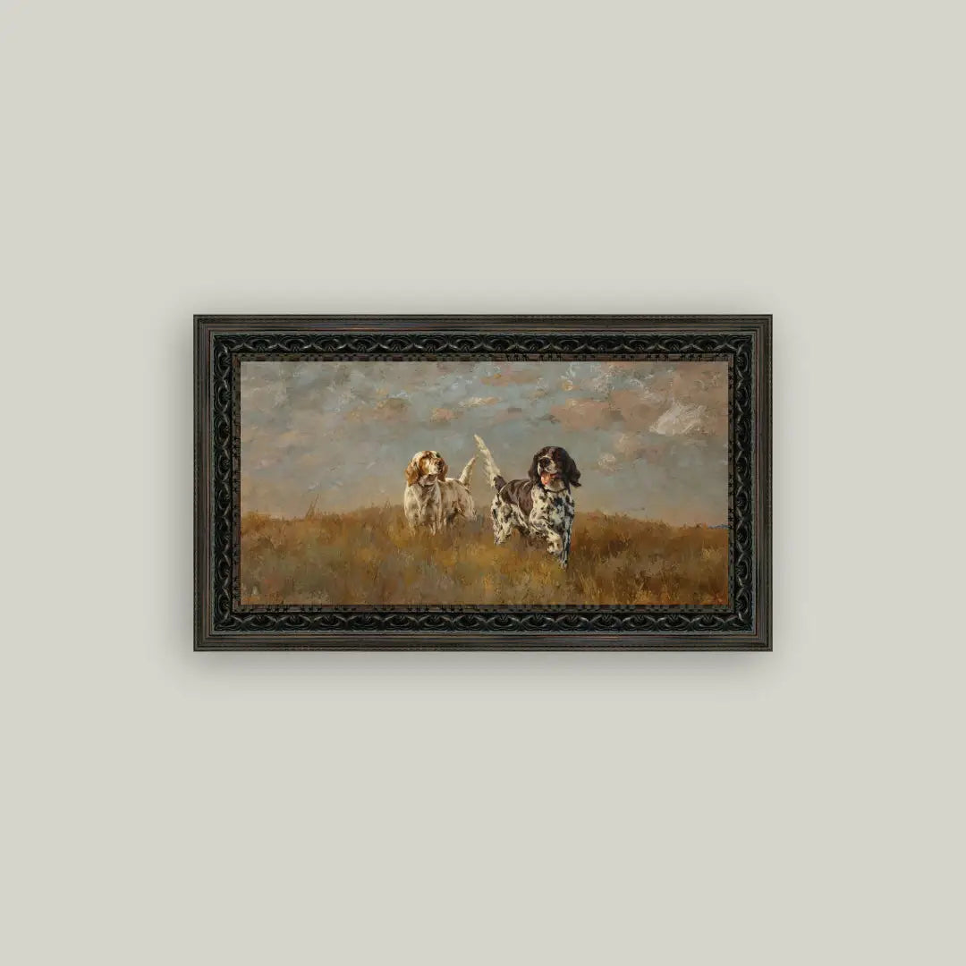 Dog Print Framed Antique Art