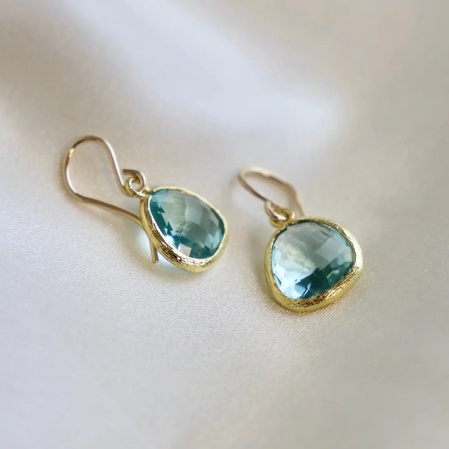 Aquamarine Bezel Earrings