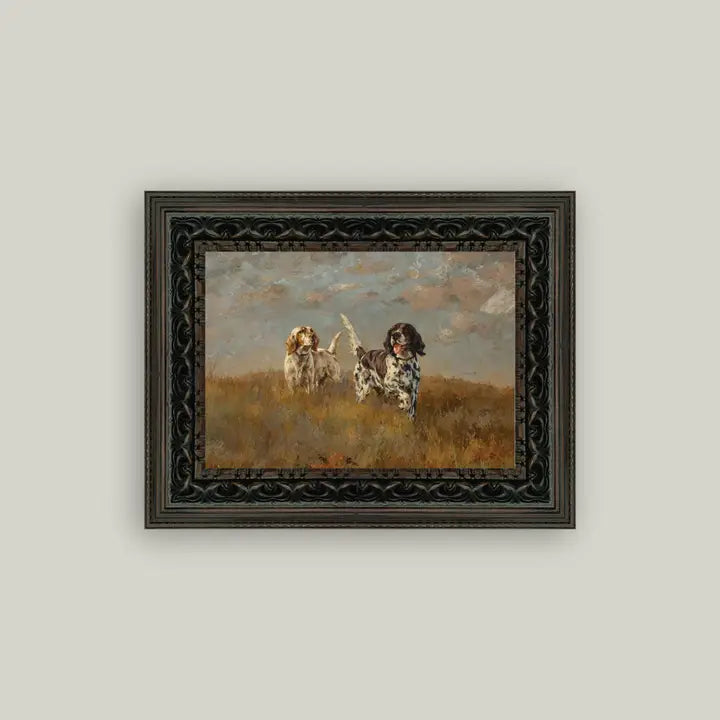 Dog Print Framed Antique Art