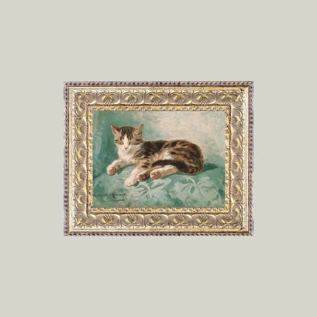 Cat Framed Antique Art