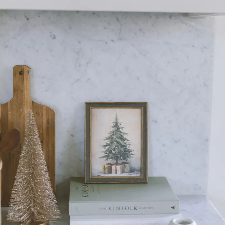 Christmas Tree with Presents Framed Antique Art