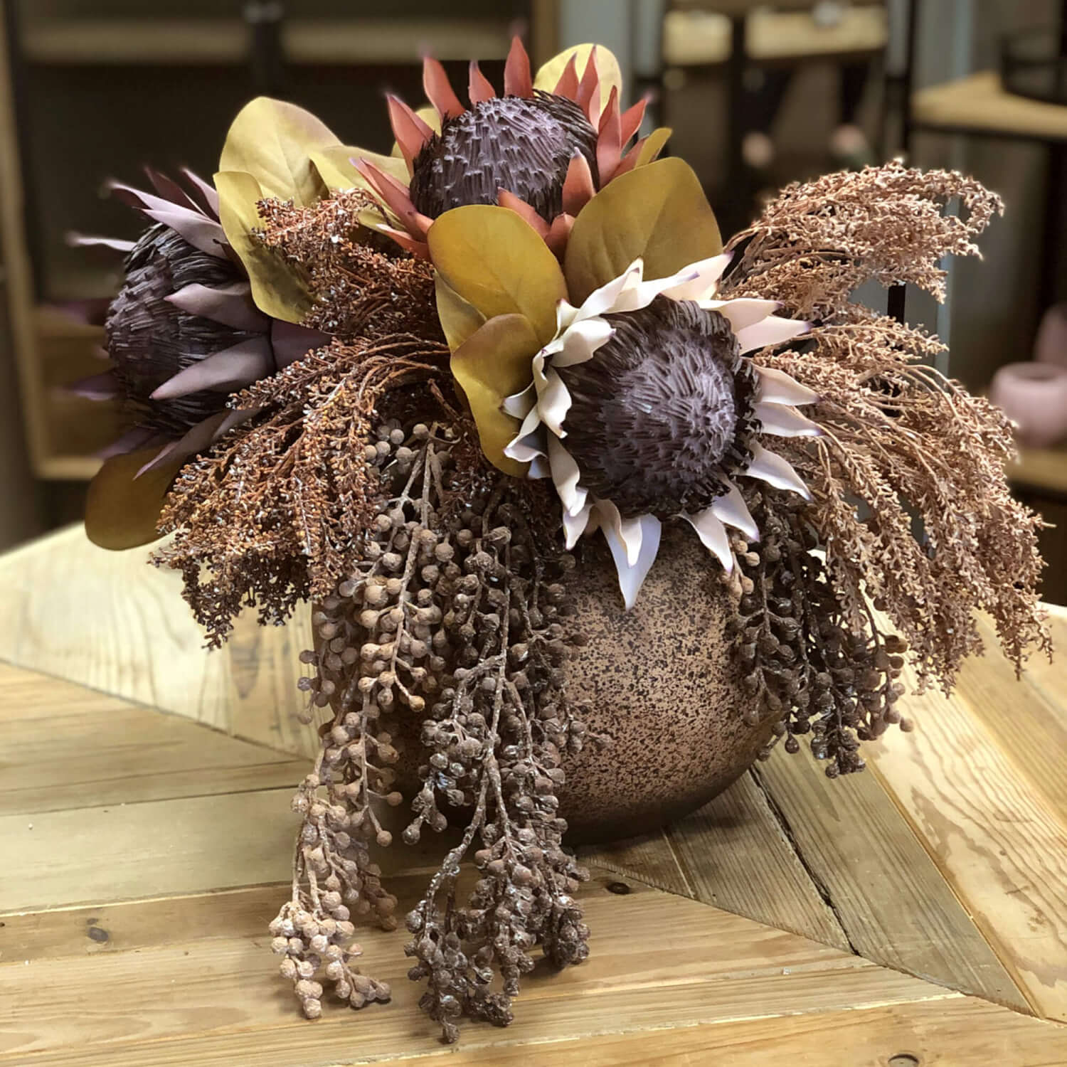 Faux Dried Blush Berry Spray