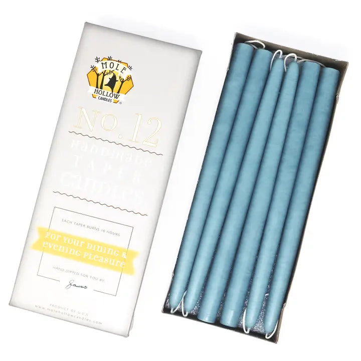 12" Hand Dipped Unscented Taper Candles