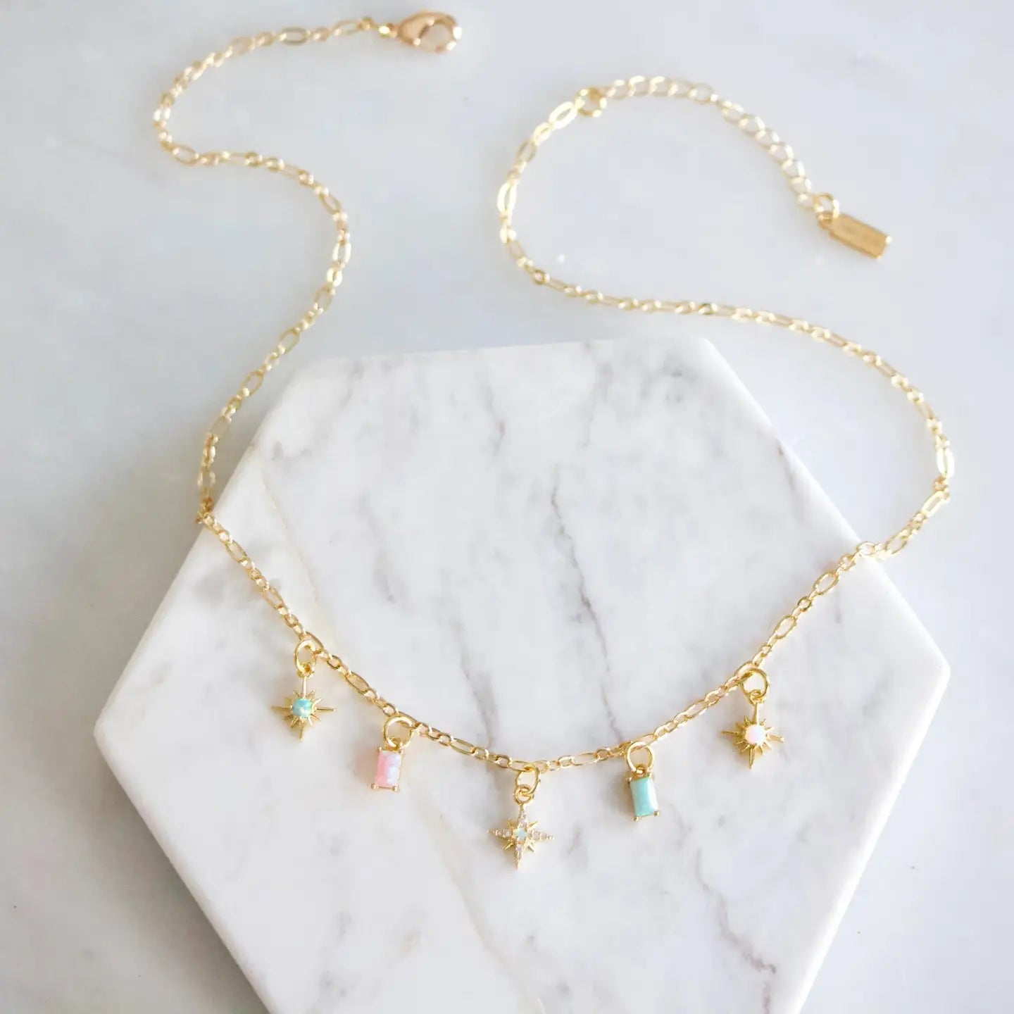Opal Star Charm Necklace