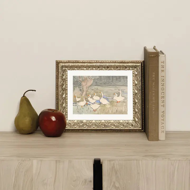 Spring Geese Framed Antique Art