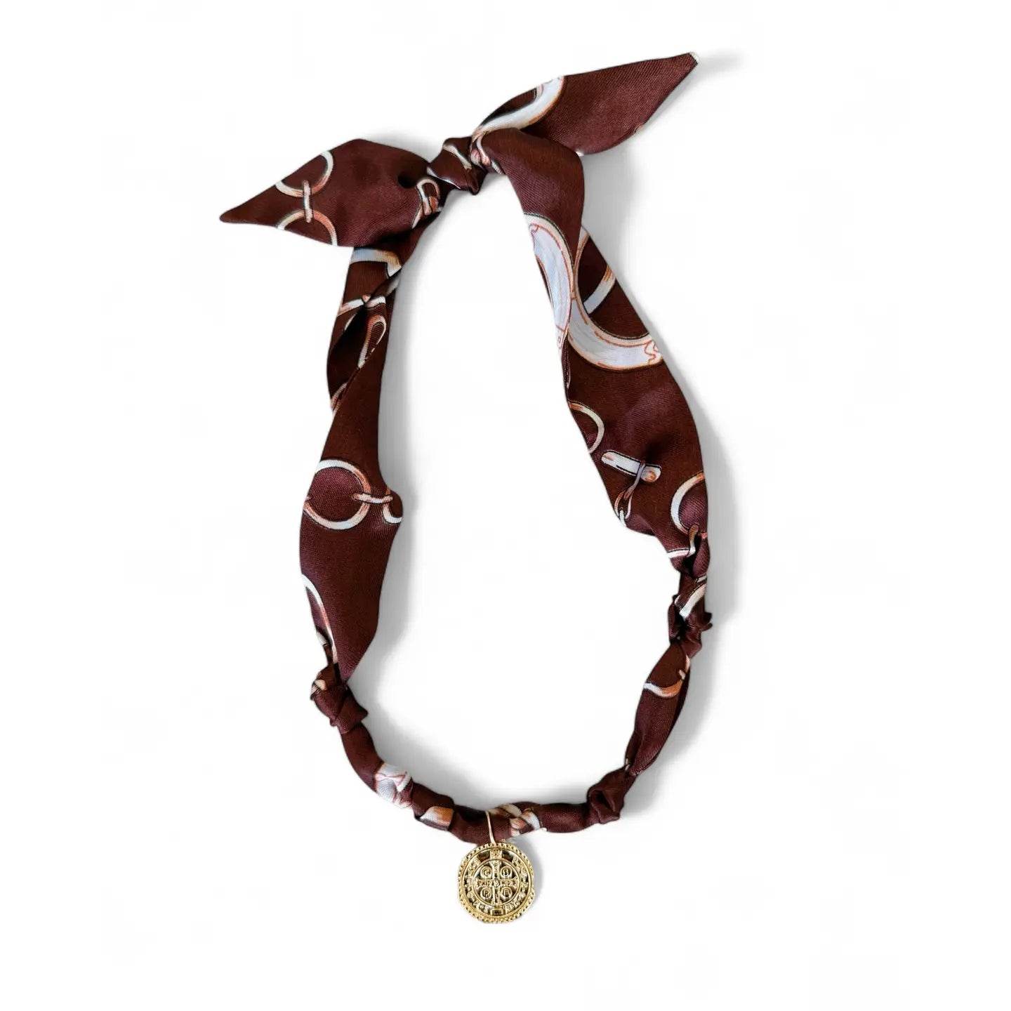 Tuscany Knotted Scarf Coin Charm Necklace