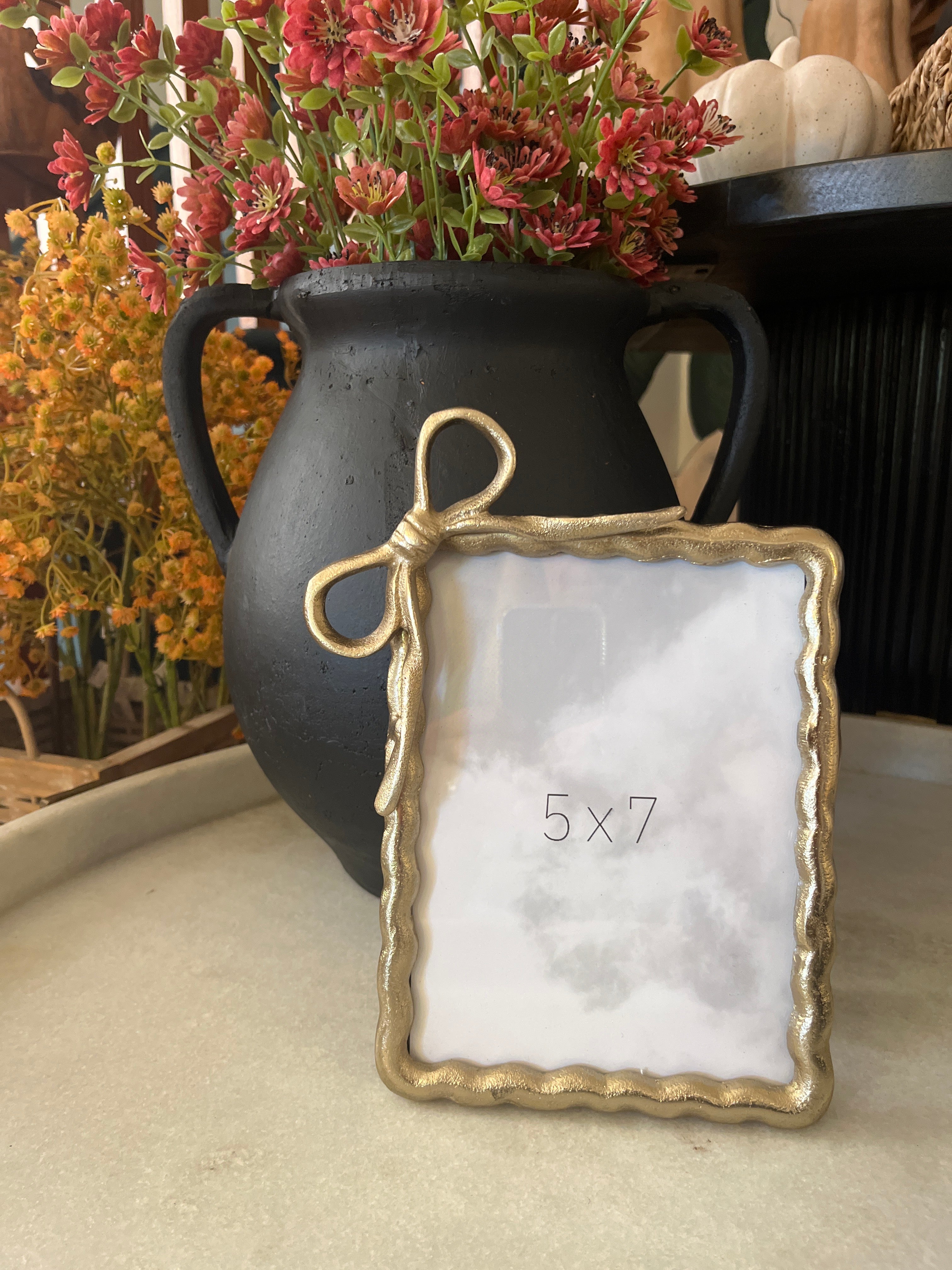Gold Ribbon Photo Frame