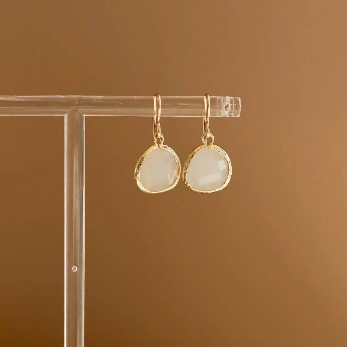 White Smoke Bezel Earrings