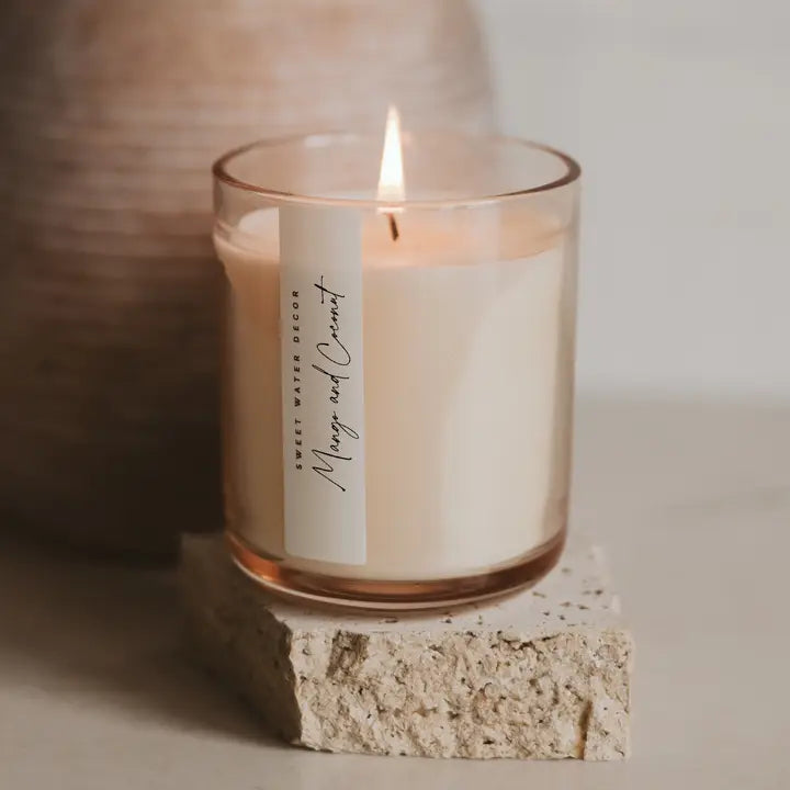 Amber Glass with Wood Lid 12oz Candle