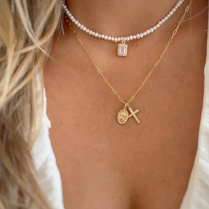 Saint Christopher Charm Necklace Gold Filled