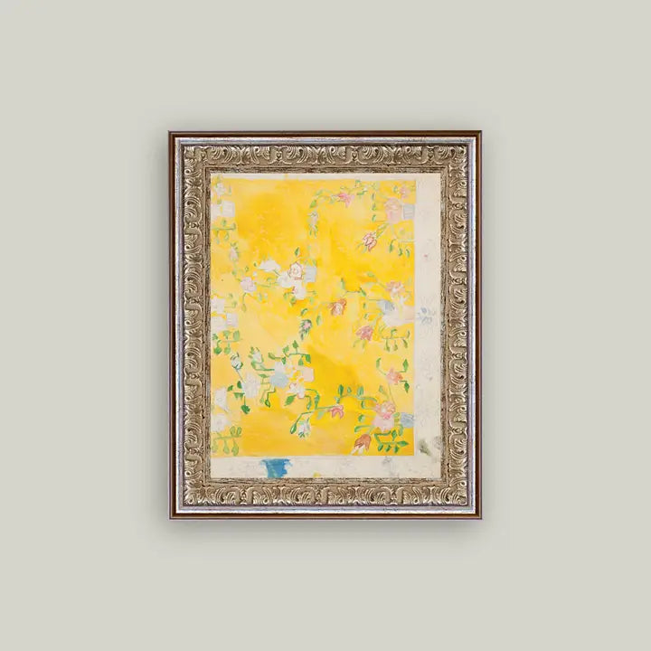 Floral Print Framed Antique Art