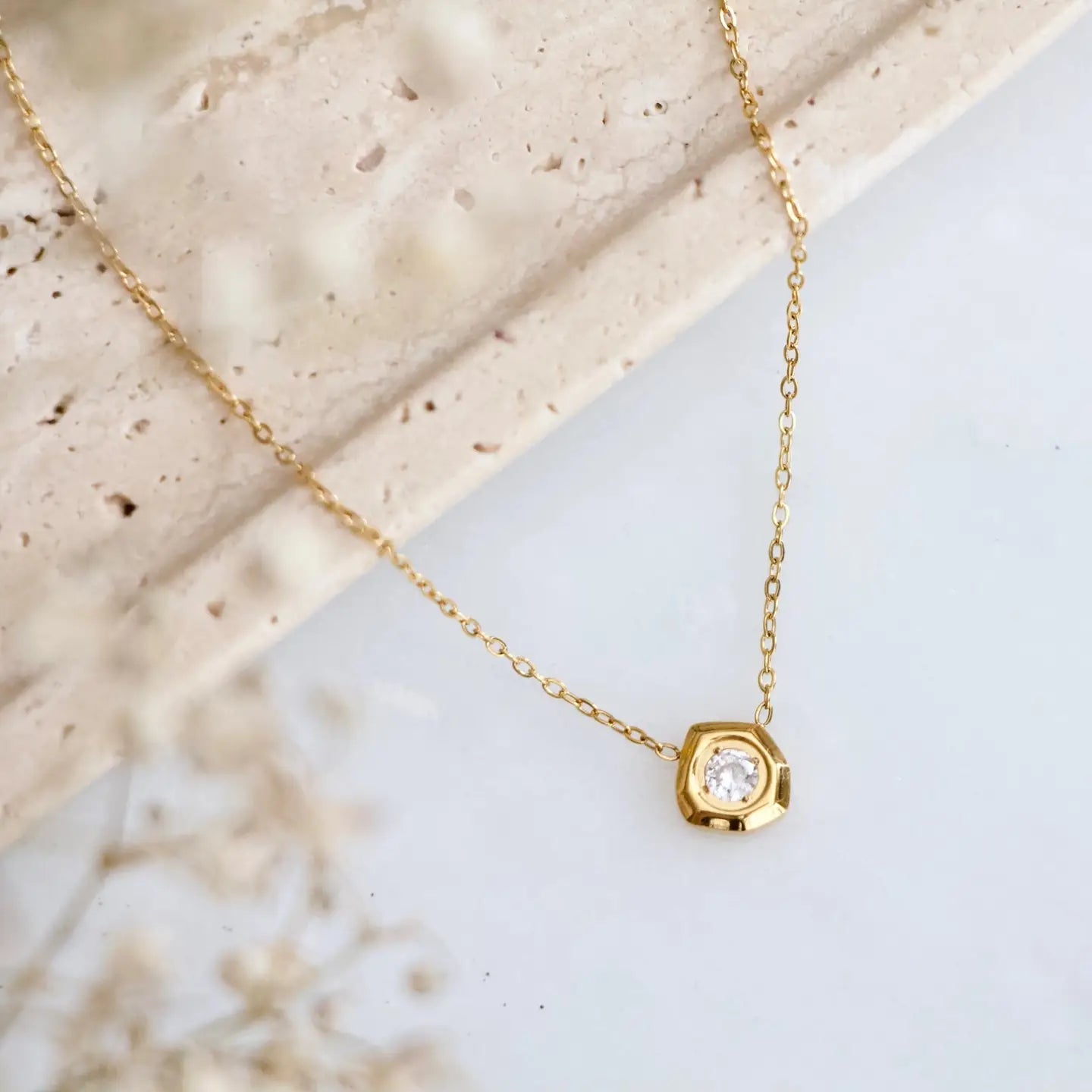Zircon Geometric Nugget Necklace