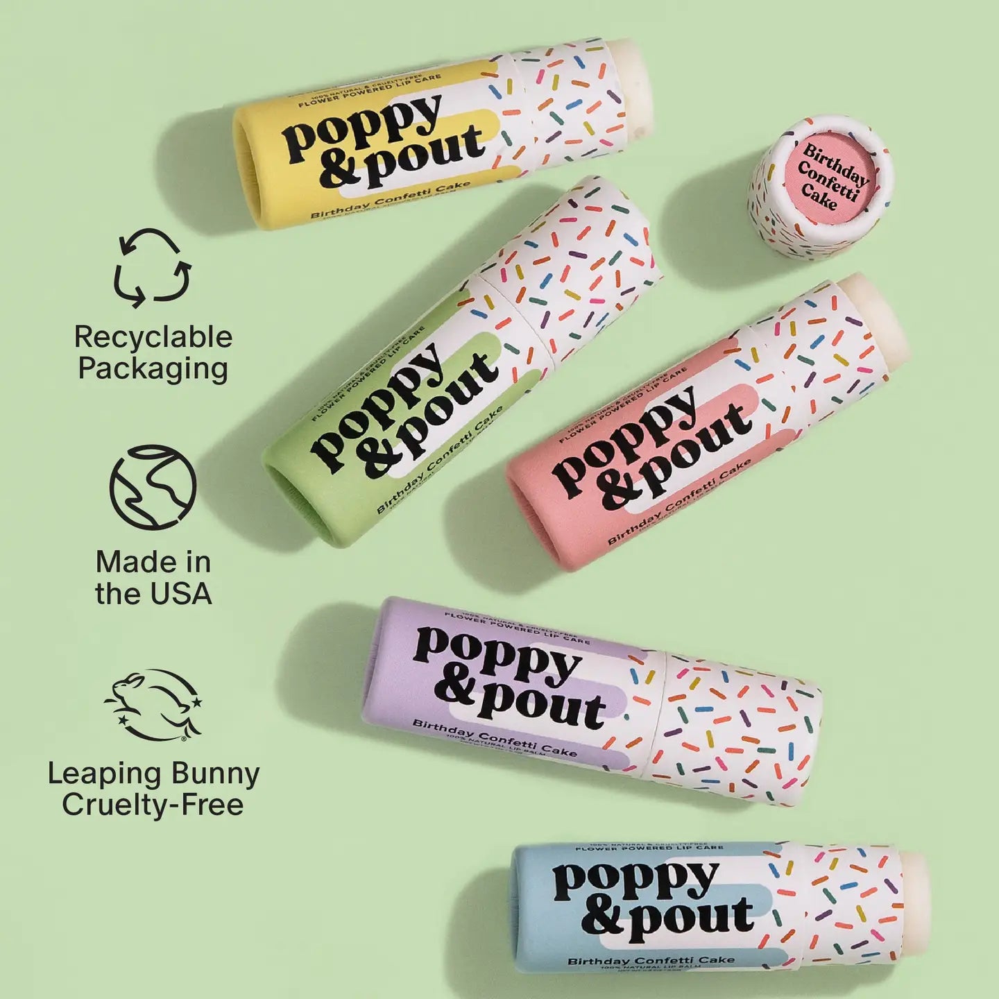 Poppy & Pout Birthday Confetti Cake Lip Balm