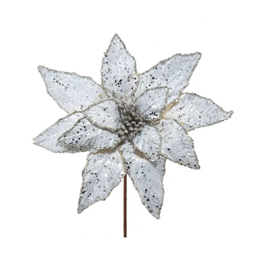 Metallic Poinsettia Pick