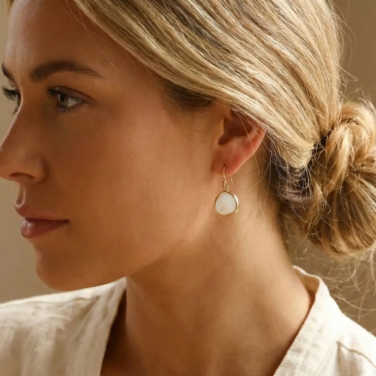 White Smoke Bezel Earrings