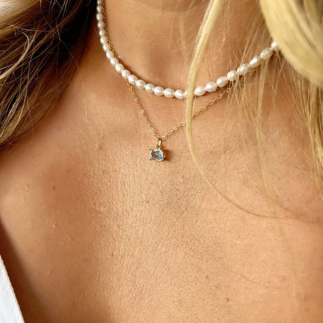 Everly Light Blue Aquamarine CZ Necklace