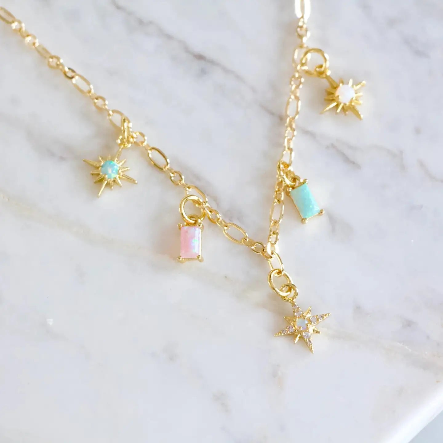 Opal Star Charm Necklace