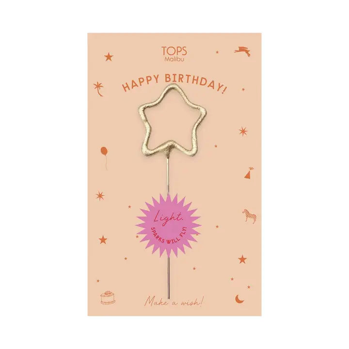 Mini 4" Gold Star Sparkler Birthday Card
