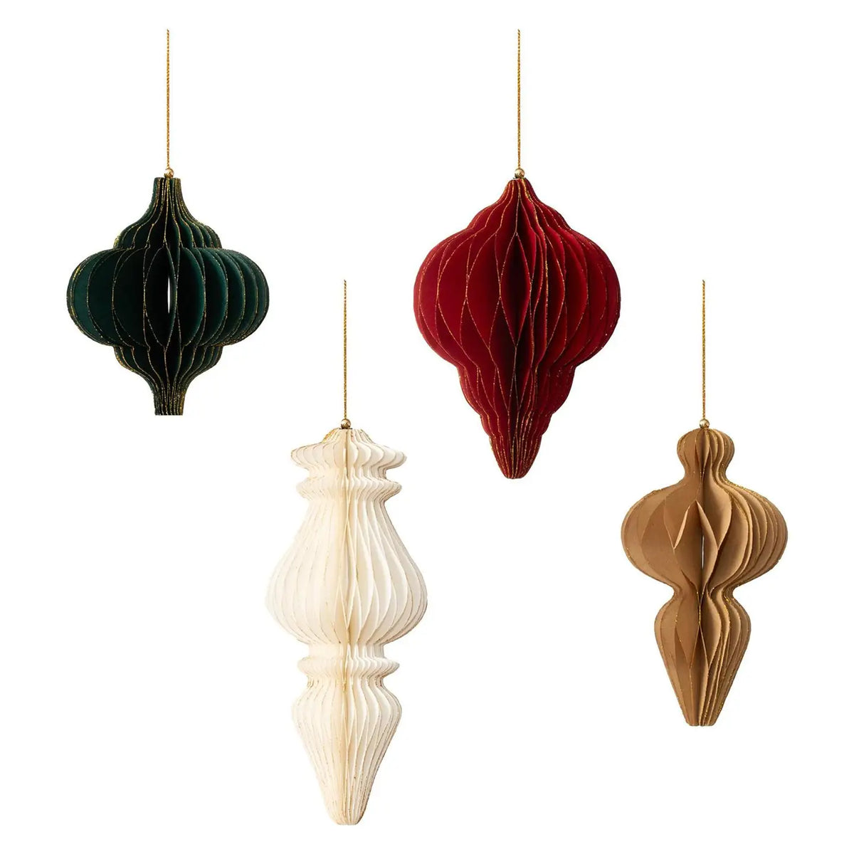 Gold Tipped Honeycomb Finial Shape Ornament