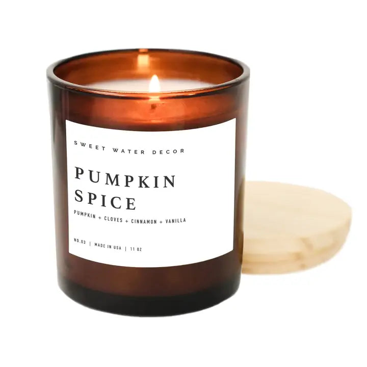 SW Candle - Amber jar wood lid