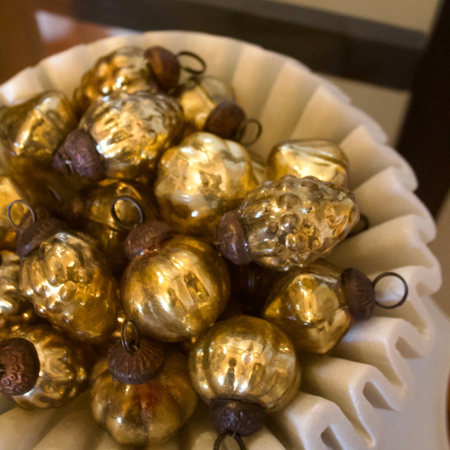 Mercury ornaments/ Muslin Bag - gold