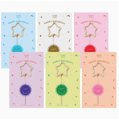 Tops Malibu Sparkler Card Happy Birthday - Assortment of Colors