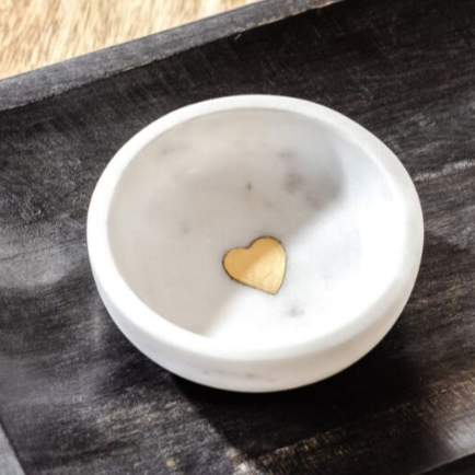 Marble Tray with Gold Heart Inlay