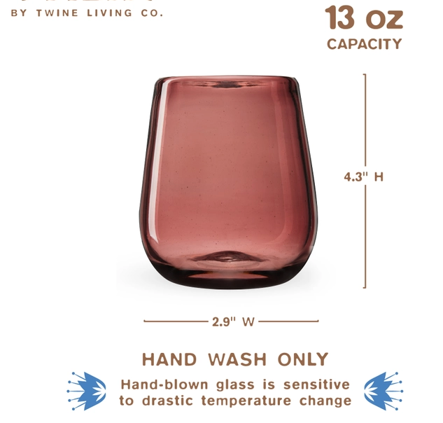 Rosado Recycled Glass Stemless Wine Glasses