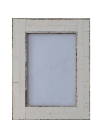 Resin Photo Frame w/ Horn Inlay, Ivory Color, 2 Styles