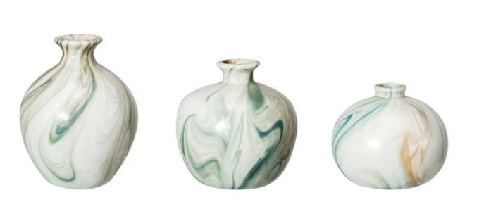 Stoneware Vases w/ Marbled Design