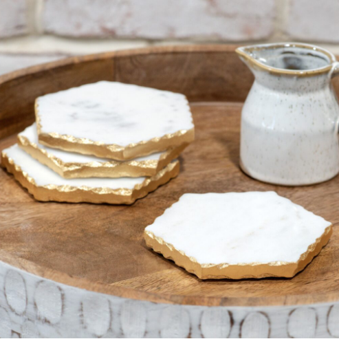 Gold Foil Edge Marble Coasters