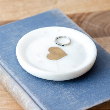 White Marble Heart Dish