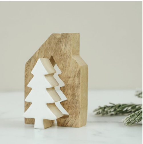 Wood House with inner cut Tree