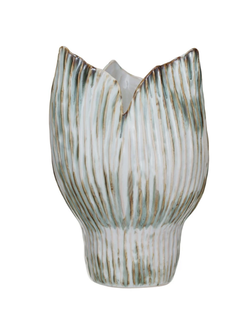 Stoneware Pleated Sculptural Vase