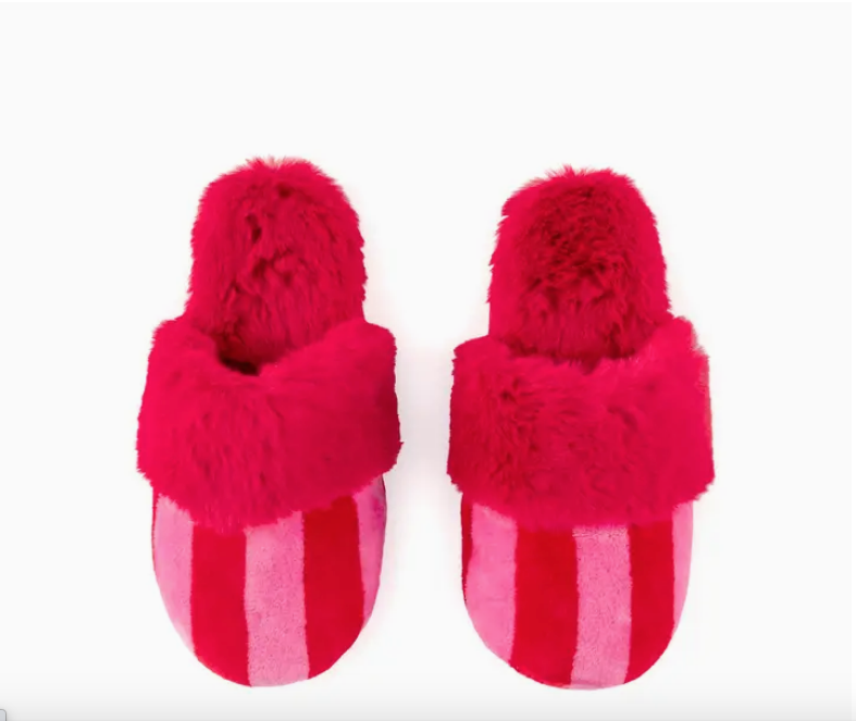 Felicity Stripe Slippers, Red