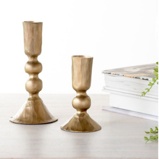 Antiqued Gold Ball Candle Holder