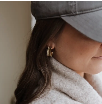 Rio Textured Hoops Earrings Gold Filled