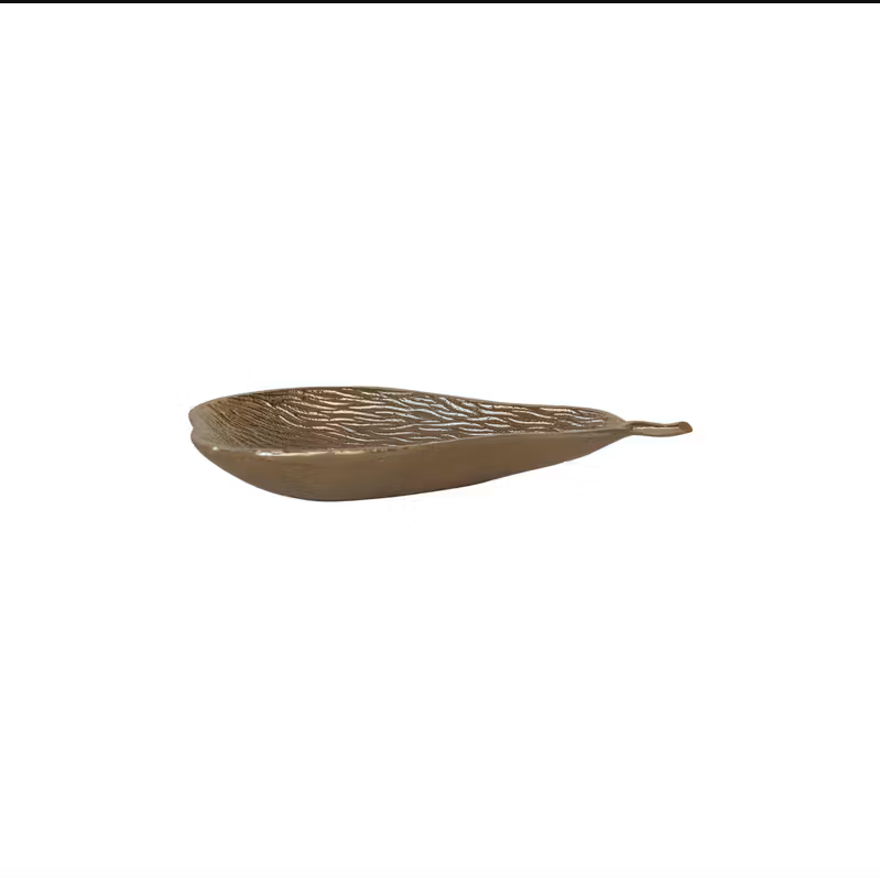 Cast Aluminum Pear Shaped Dish, Gold Finish
