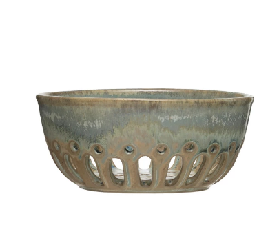 Stoneware Berry Bowl with Reactive Glaze