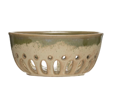 Stoneware Berry Bowl with Reactive Glaze