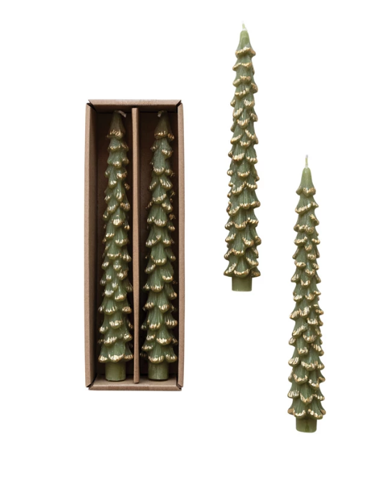 Unscented Tree Shaped Taper Candles, Set of 2
