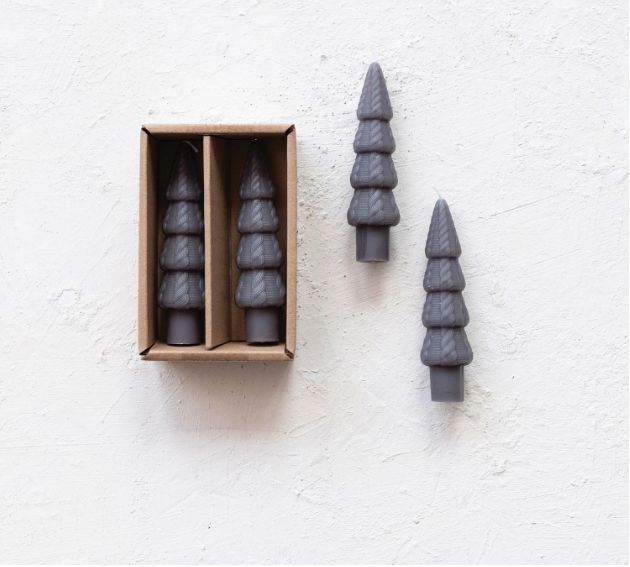 Tree Shaped Taper Candles Set of 2
