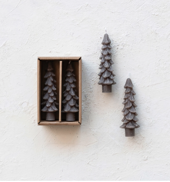 Tree Shaped Taper Candles Set of 2