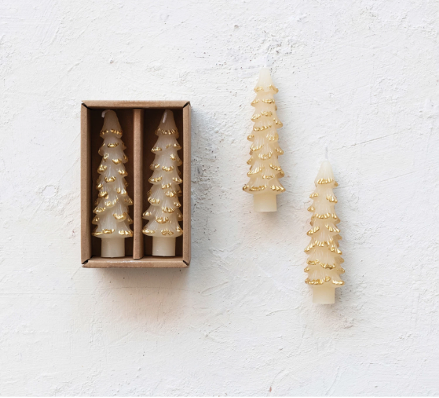 Tree Shaped Taper Candles Set of 2