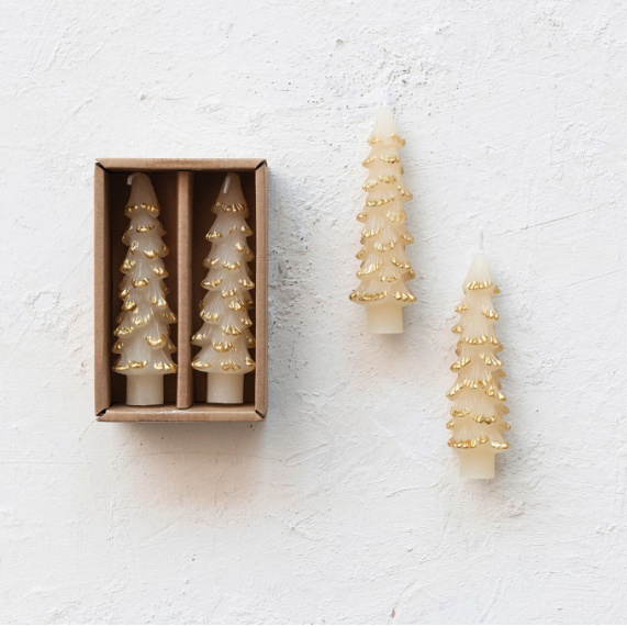 Tree Shaped Taper Candles Set of 2