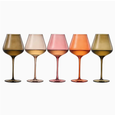 Colored Wine Glass Set of 5, Large 20 oz Glasses