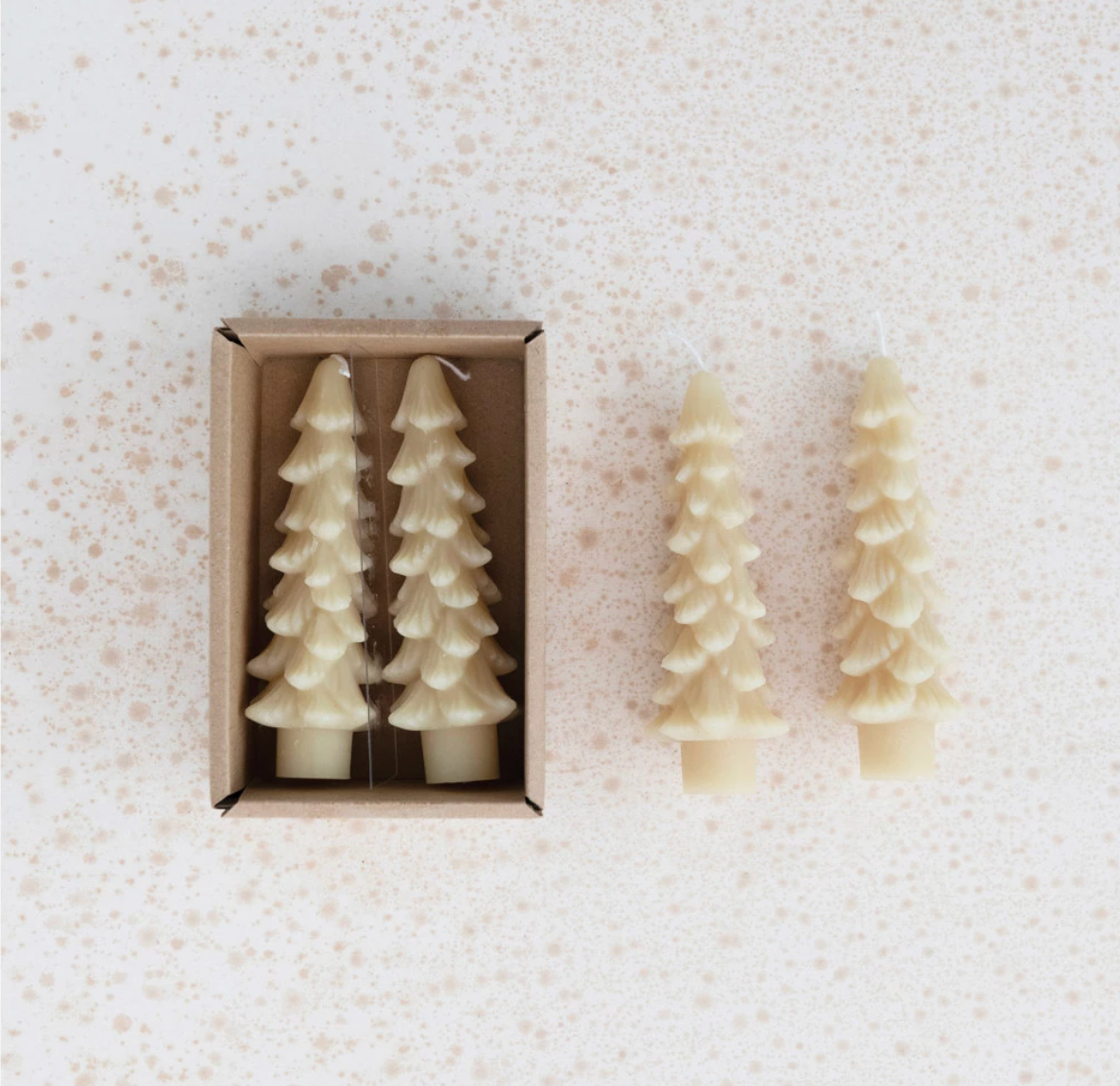 Tree Shaped Taper Candles Set of 2