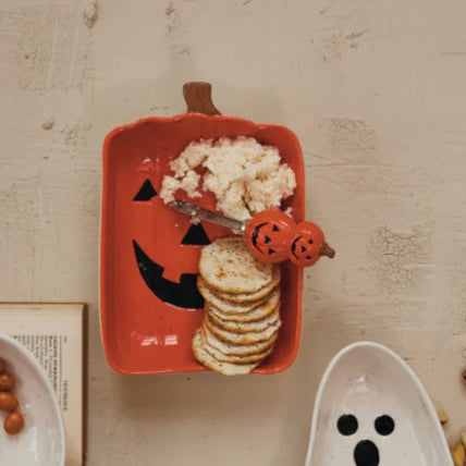 Jack-O-Lantern Dish with Canape Knife