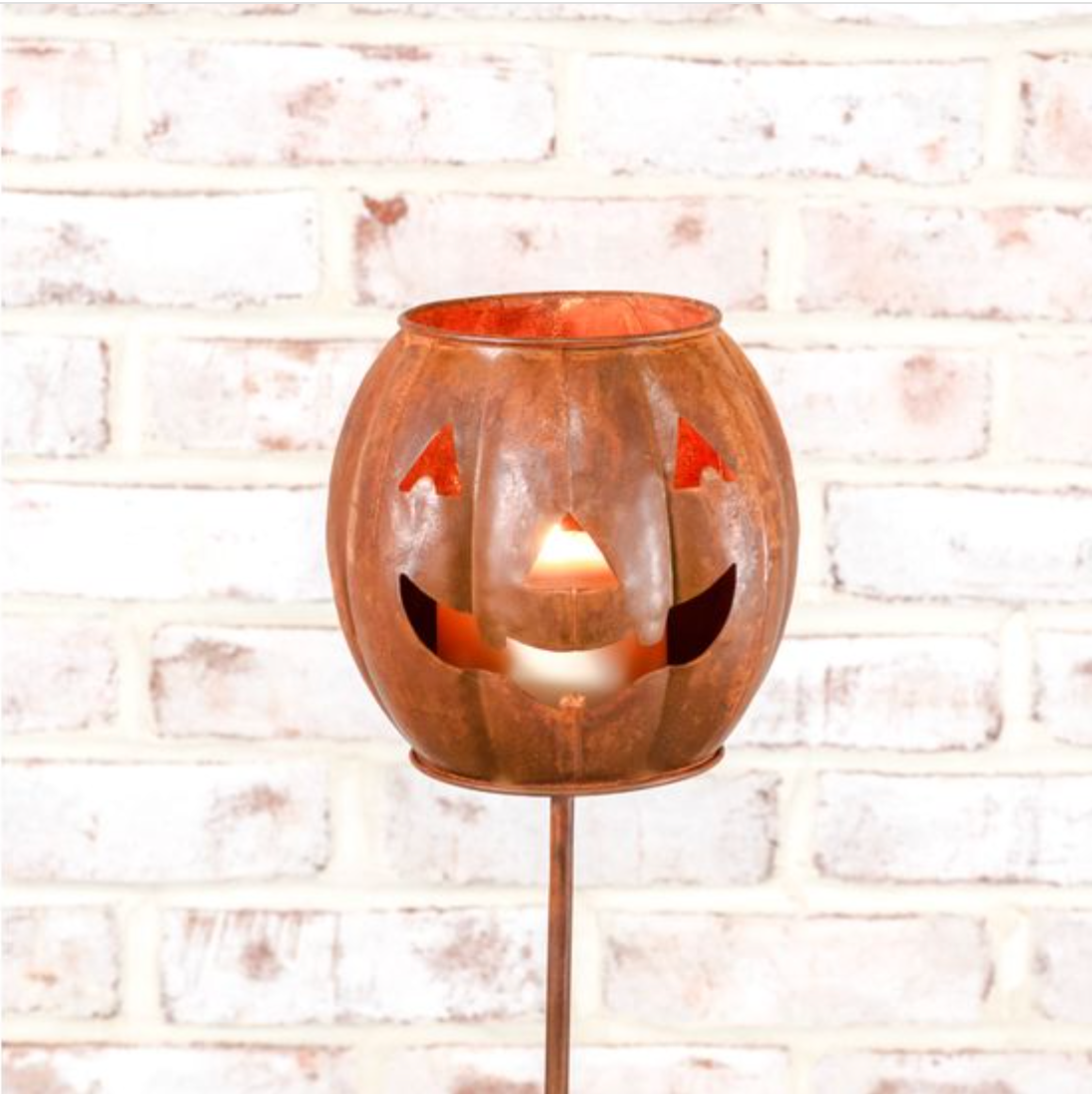 Rustic Jack-O-Lantern Candle Stake