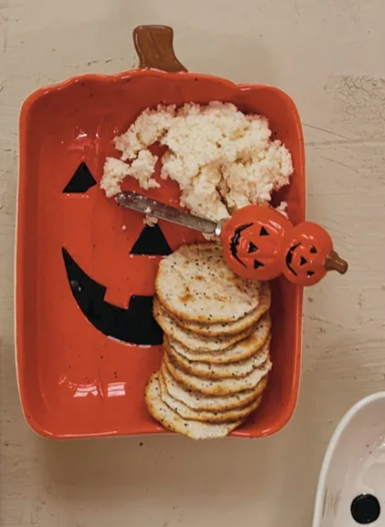 Jack-O-Lantern Dish with Canape Knife